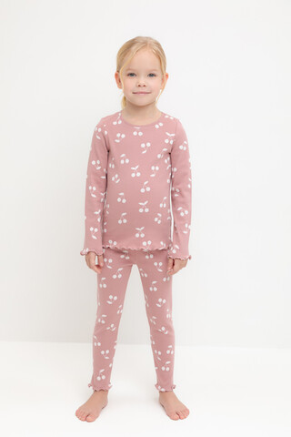 пижама  для девочки  К 1618/серая пудра,крупная вишня
