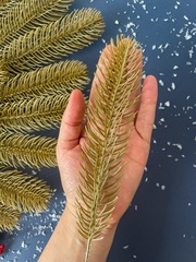 Еловая ветка, еловые лапки, рождественский декор, цвет под античное золото, 1 лапка 30 см, набор 20 шт.