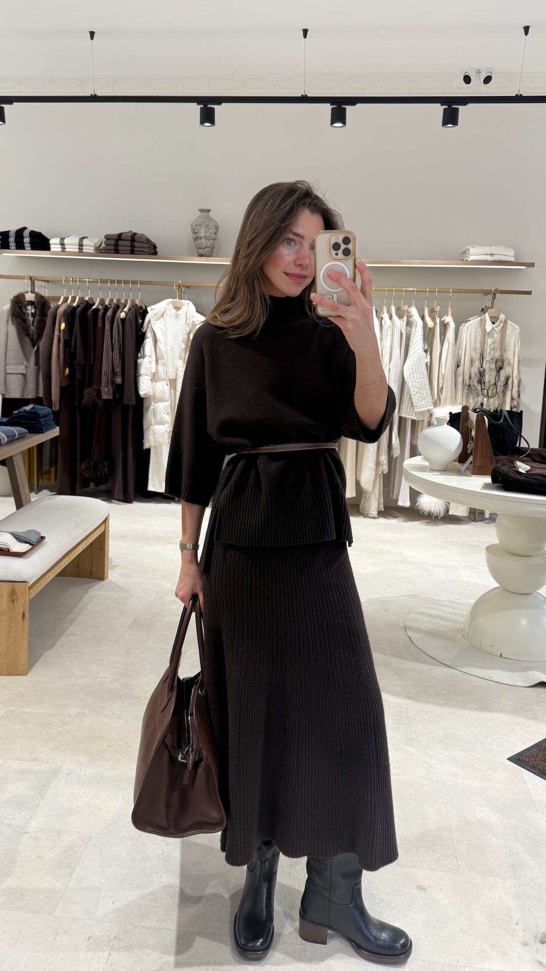 Юбка а-силуэта в тонкий рубчик