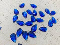 Стразы пришивные акрил, d 0,8х1,3 см, электрик