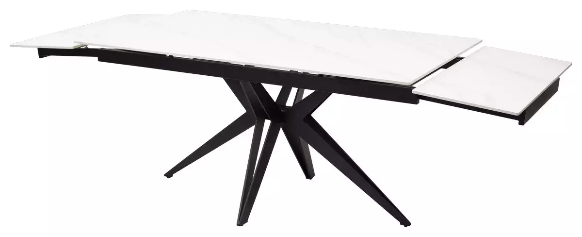 Стол FORIO 160 MATT WHITE MARBLE SOLID CERAMIC / BLACK, DISAUR