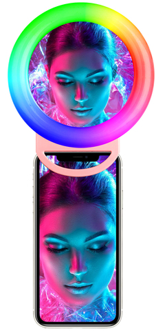 Светодиодное селфи-кольцо с USB 2.0 для телефона RGB Selfie Ring Light A4S (Розовый)
