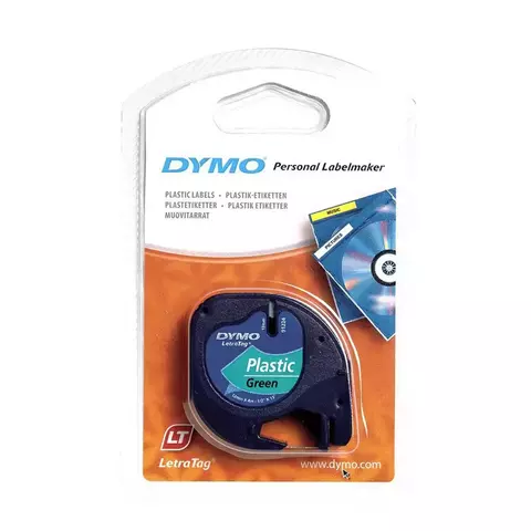 Лента DYMO для LT-100H 12 мм х 4 м, пластиковая, зеленая, шрифт черный,  1 шт в блистере