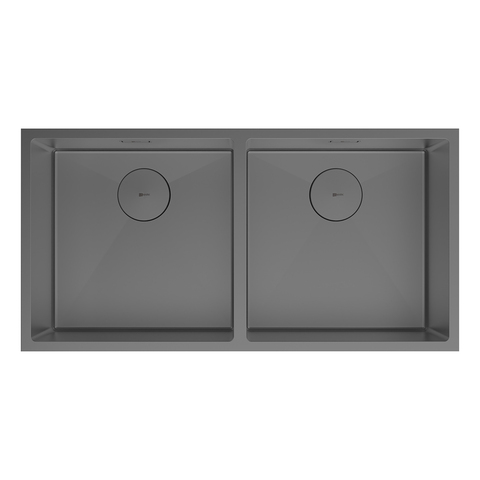 Lemark 9936139 PRORAN 900 Мойка кухонная из нерж.стали (2-х чашевая) цвет:графит в комплекте крепеж, арматура сливная с прямоуг.переливом, сифон