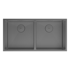 Lemark 9936139 PRORAN 900 Мойка кухонная из нерж.стали (2-х чашевая) цвет:графит в комплекте крепеж, арматура сливная с прямоуг.переливом, сифон фото