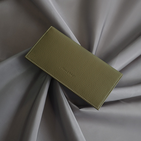 Кошелек кожаный, теленок зеленого цвета