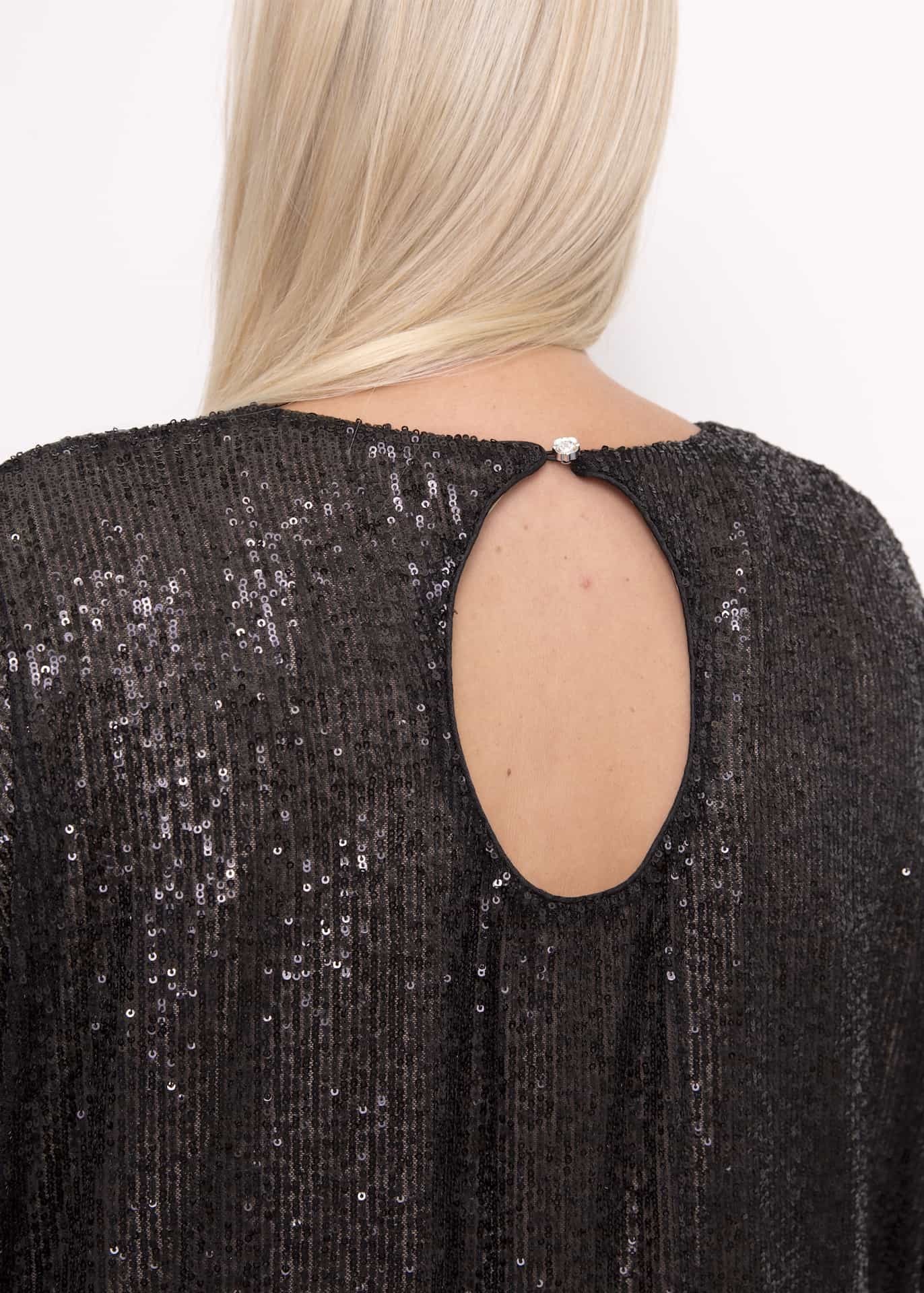 Платье-кокон, пайетки,черный