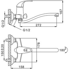 Смеситель для ванны, Frap, с картриджем, хром, F2203