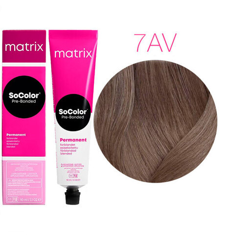 Matrix SoColor Pre-Bonded 7AV блондин пепельно-перламутровый, стойкая крем-краска для волос с бондером