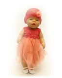 Вязаное платье с сеткой - На кукле. Одежда для кукол, пупсов и мягких игрушек.