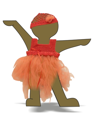 Вязаное платье с сеткой - Демонстрационный образец. Одежда для кукол, пупсов и мягких игрушек.