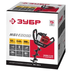 ЗУБР d 60 - 200 мм, 52 см3, 1 оператор, мотобур (бензобур) (МБ1-200)