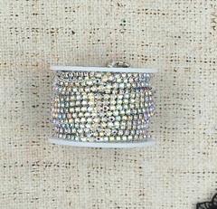 Цепь со стразами, ss 10, серебро напыление AB