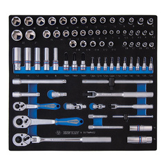 KING TONY (9-5575MRV02) Набор торцевых головок 1/4" и 3/8" с принадлежностями, ложемент, 75 предметов