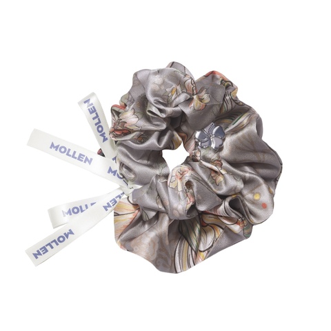 Комплект шелковых резинок для волос Mollen Лазоревый цветок светло-серый