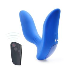 Синий вибромассажер простаты 3,5’’ Remote Control Curve P-spot Massager - 12 см. - 