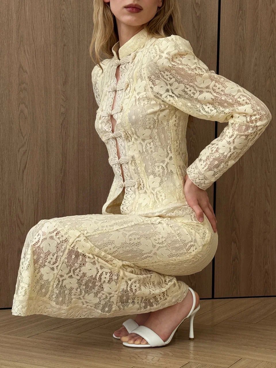 Юбка из кружева молочная
