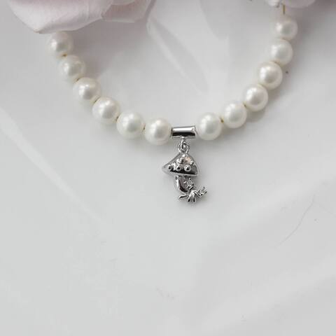 Подвеска Грибочек с фианитами 13*10 мм, родий, П564