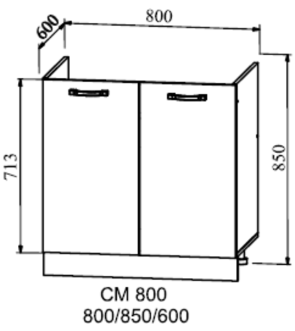 Кухня Манго шкаф нижний мойка 850*800