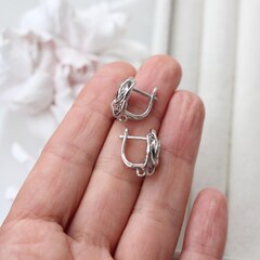 Швензы Плетёный узел 15 мм с английским замком, родий, Ш124