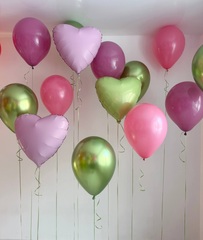 Воздушные гелиевые шарики на грузике лаванда/хром зеленый №4845