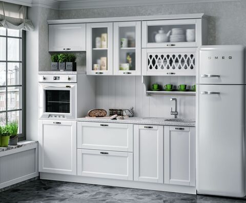 Кухня Милано 2,2м (490) Компоновка №3 (Белая текстурная, Белый (Антарес))