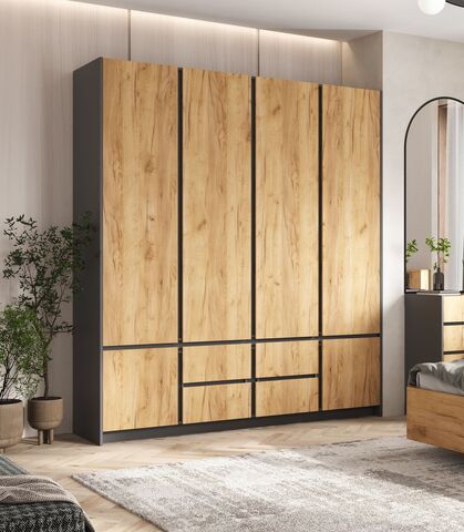 Остин Шкаф 4-х ств (2000) (Дуб крафт, Графит)