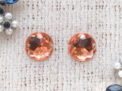 Стразы пришивные акрил, d 1,6 см, светло-оранжевый