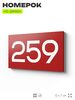 Номер на дверь 259, табличка на дверь для офиса, квартиры, кабинета, аудитории, склада, красная 120х70 мм, Айдентика Технолоджи
