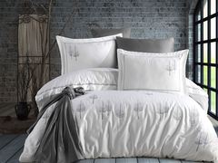 Комплект постельного белья DANTELA VITA сатин с вышивкой Евро PAMIR фото цвет белый