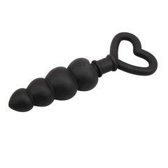 Черный анальный массажер Beaded Luv Probe - 15,6 см. - 