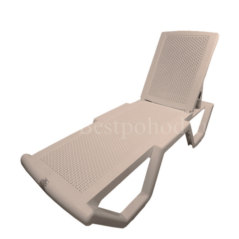 Лежак пластиковый пляжный Sunbed Rattan капучино