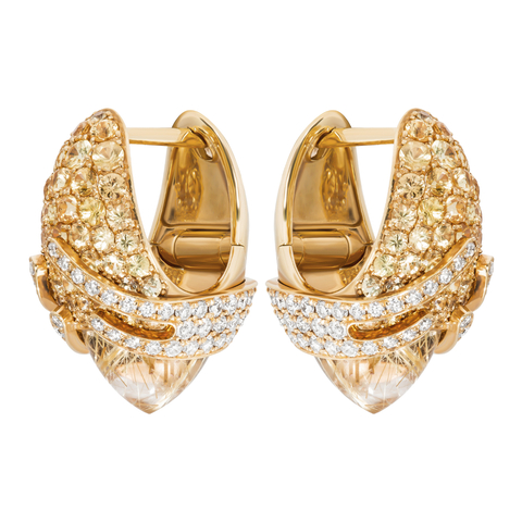 Серьги с Кварцем, желтыми Сапфирами и Бриллиантами, E0053-0/13