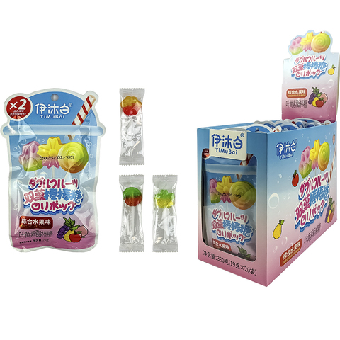 Леденцы на палочке с фруктовым  вкусом  Yimubai 1кор*12бл*20шт,19г