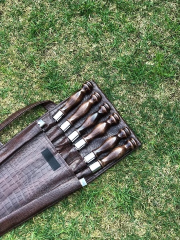 Набор шампуров в чехле кожзам рептилии