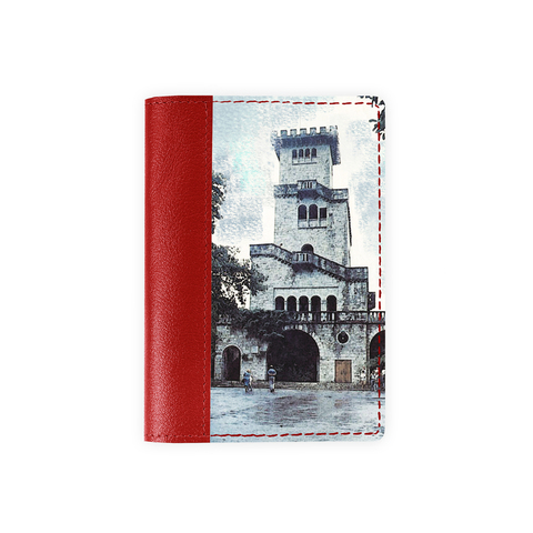 Обложка на паспорт комбинированная "Башня в Сочи", красная