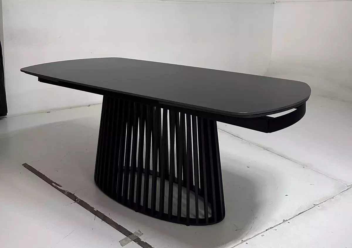 Стол DESIO 180 PURE BLACK SOLID CERAMIC Черный мрамор матовый, керамика/Черный каркас, DISAUR