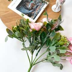 №2 Розы искусственные с гортензией и травяной добавкой, Розовые, 27 см, 1 букет