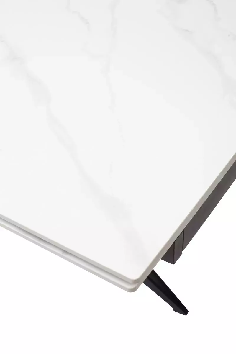 Стол FORIO 160 MATT WHITE MARBLE SOLID CERAMIC / BLACK, DISAUR