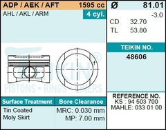 Поршень двигателя TEIKIN 48606 STD (4шт/упак)