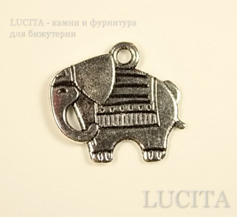 Подвеска "Слоник" (цвет - античное серебро) 21х19 мм ()