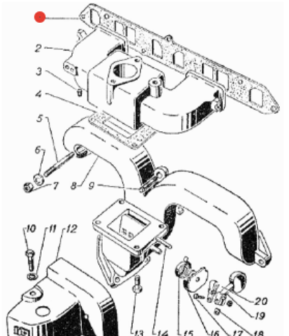 Прокладка коллектора ГАЗ М20 Победа, ГАЗ 69