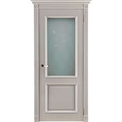 Купить Межкомнатная дверь массив дуба Афина багет слоновая кость остеклённая
