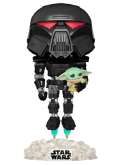 Фигурка Funko POP! Bobble Star Wars Mandalorian Dark Trooper With Grogu (светится в темноте) (Exc)