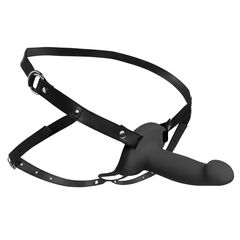 Черный полый страпон с вибрацией 2’’ Erection 28X Smooth Vibrating Silicone Penis Sheath - 