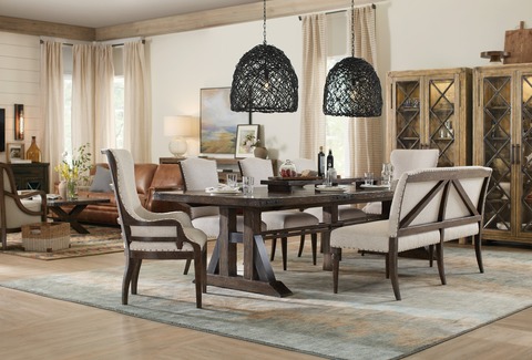 Hooker Furniture Dining Room Roslyn County Trestle Dining Table w/2 21in leaves