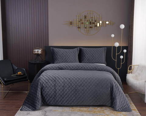 Покрывало 160х220 и наволочка 50х70 Sofi De MarkO Натаниэль Антрацит