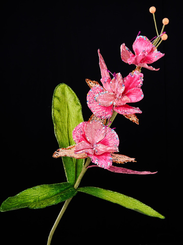 Веточка орхидеи 13х69см ChristmasDeLuxe розовая