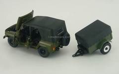 UAZ-469 with trailer khaki Agat Mossar Tantal 1:43