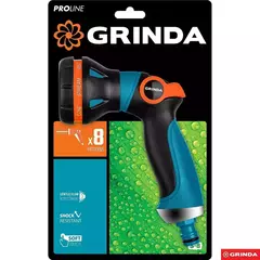 GRINDA S-8, 8 режимов, двухкомпонентный с регулятором напора, поливочный пистолет, PROLine (429100)